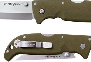 COLD STEEL FINN WOLF 3.5" OD - GREEN CLIP FOLDER W/TRI-AD LCK