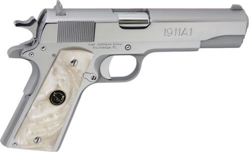 IVER JOHNSON 1911A1 45ACP 5" - FS 8RD CHROME WHITE PEARL GRIP