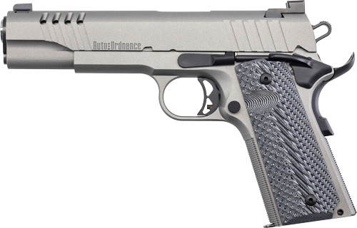 AUTO-ORDNANCE 1911A1 45ACP - STAINLESS NGT SGT RUBBER GRIP