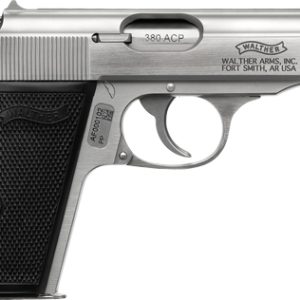 WALTHER PP 380ACP STAINLESS - 7RD BLACK SYNTHETIC GRIPS