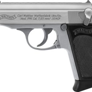 WALTHER PPK SD 32ACP STAINLESS - FS 7RD BLACK SYNTHETIC GRIPS