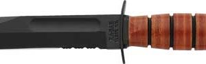 KA-BAR FIGHTING/UTILITY KNIFE - 5.25" SHRT W/LTHR USMC SERRTD
