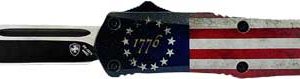 TEMPLAR KNIFE LARGE OTF BETSY - ROSS FLAG 3.5" BLACK DROP PNT