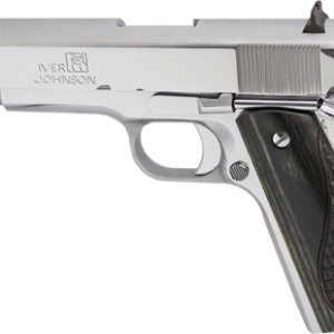 IVER JOHNSON 1911A1 38 SUPER - 5" FS 9RD CHROME BLACK WOOD