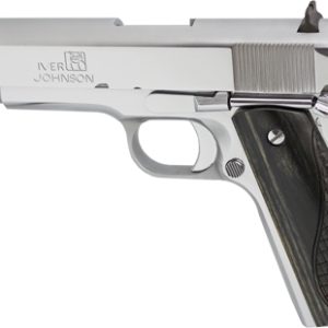 IVER JOHNSON 1911A1 45ACP 5" - FS 8RD CHROME BLACK WOOD GRIP