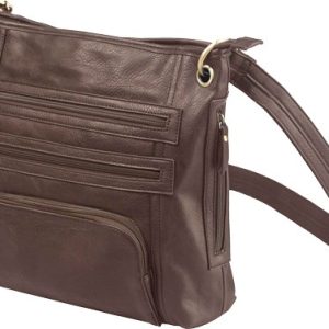 BULLDOG CONCEALED CARRY PURSE - LARGE CROSS BODY CHOCOLATE BRN