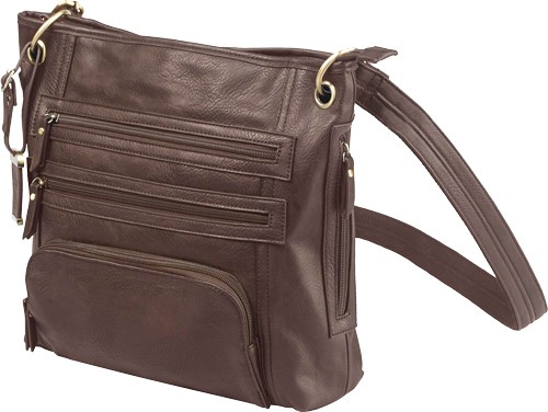 BULLDOG CONCEALED CARRY PURSE - LARGE CROSS BODY CHOCOLATE BRN