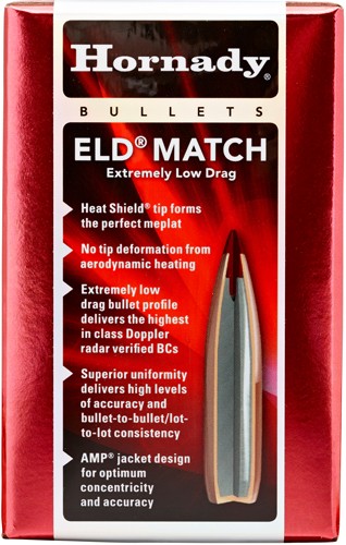 HORNADY BULLETS 22CAL .224 - 73GR ELD-M MATCH 100CT 25BX/CS
