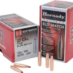 HORNADY BULLETS 22 CAL 224 - 75GR JHP-BT 100RD 25BX/CS