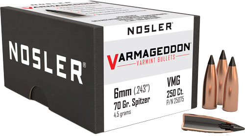 NOSLER BULLETS 6MM .243 - 70GR VARMAGEDDON TIPPED 250CT