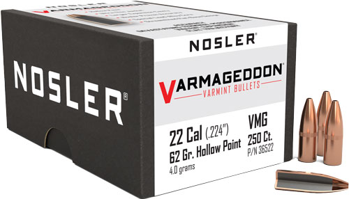 NOSLER BULLETS 22 CAL .224 - 62GR VARMAGEDDON FBHP 250CT
