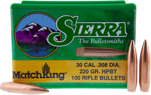 SIERRA BULLETS .30 CAL .308 - 220GR HP-BT MATCH 100CT - Image 2