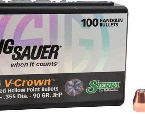 SIERRA BULLETS 9MM .355 - 90GR JHP SIG V-CROWN 100CT