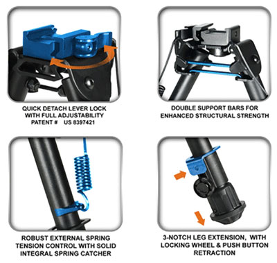 UTG BIPOD TACTICAL OP 5.9-7.3" - PICATINNY MOUNT W/STUD ADAPTER - Image 2