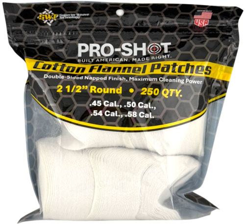 PRO SHOT CLEANING PATCH COTTON - FLANNEL .45-.58 2 1/2" 250CT