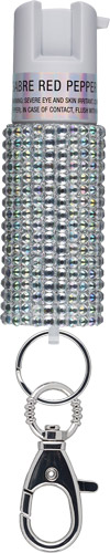 SABRE JEWELED PEPPER SPRAY W/ - SNAP CLIP/TWIST LOCK SILVER